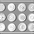 Assorted Ceiling Medallions Featuring Various Decorative Patterns And Ornate Designs