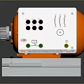 Industrial Equipment With Orange Knob White Panel Multiple Buttons And Indicator Lights On Metal Base