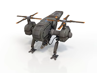 Space Exploration Robotic Aerial Drone With Mechanical Legs And Rotor System 3d model