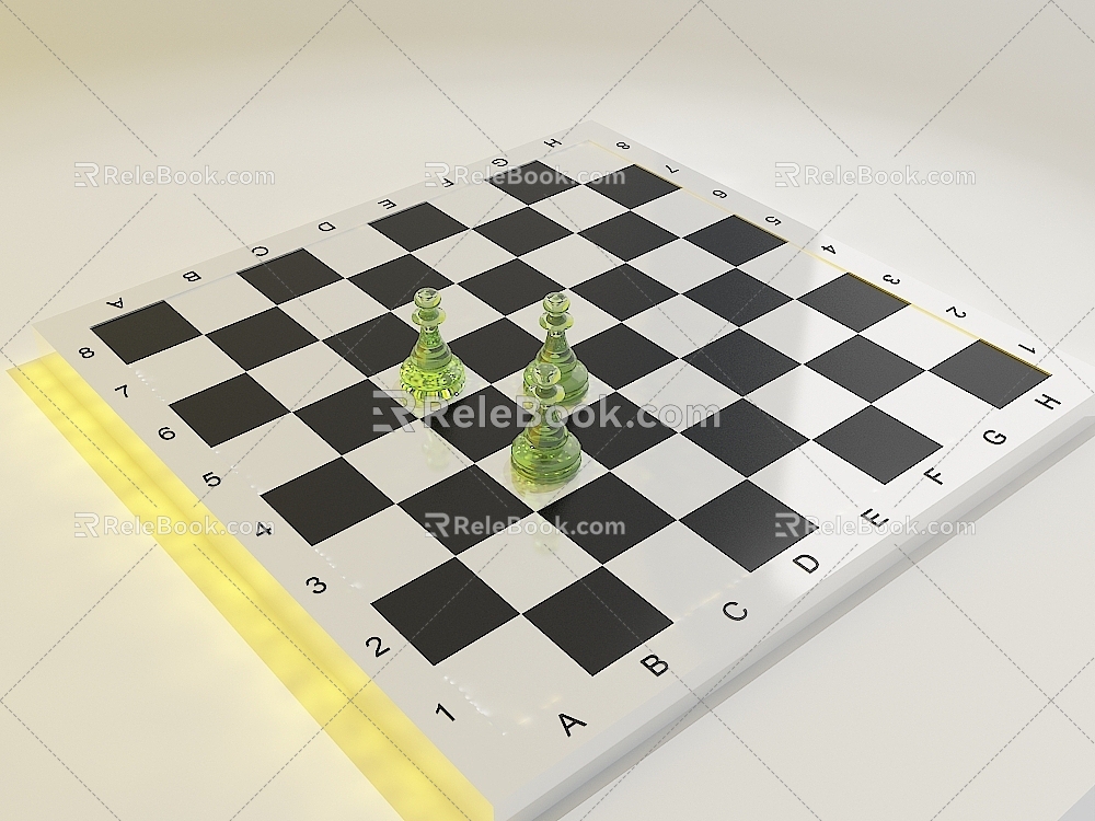 Modern chess pieces chessboard palace grid 3d model