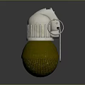 Grenade Weapon With White Top Green Bottom Grid Texture And Metal Fuse