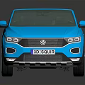 Blue Convertible SUV Car With Open Roof Modern Design And Shiny Silver Wheels