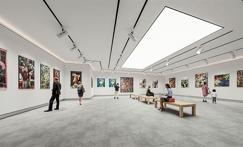 Interior of Modern Exhibition Hall Art Museum 3d model