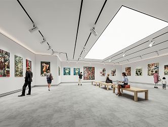 Interior of Modern Exhibition Hall Art Museum 3d model