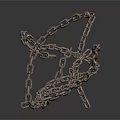 Silver Metal Chain Equipment With Curved Structure On Dark Background