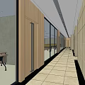 Modern Elevator Hallway With Tiled Floor Glass Doors And Smooth Walls