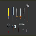 Different Types of Weapons Including Swords Axes Scythes Maces And Daggers With Colorful Designs