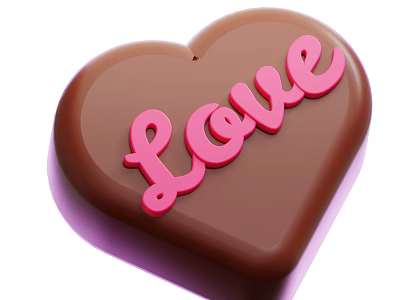 Heart Shaped Chocolate With Pink LOVE Lettering For Sweet Romantic Gifts 3d model