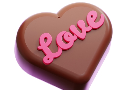 Modern Love Chocolate Valentine's Day Chocolate English Alphabet Cartoon Chocolate 3d model