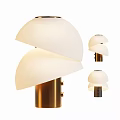 Modern Table Lamp With Double Layered White Lampshade Gold Base And Multiple Angles 3d model