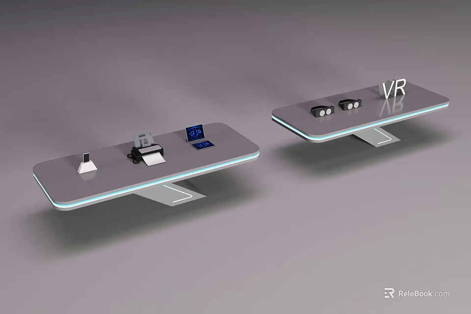 Modern VR Display Shelves With Interactive Equipment And Digital Screens 3d model