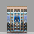 Modern Gold Frame Wine Cabinet With Glass Door Layered Storage And Interior Lighting