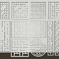 Chinese-style openwork window pane lattice 3d model