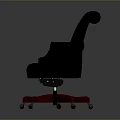 Black Leather Office Chair with Tufted Backrest Armrests and Red Wheeled Base