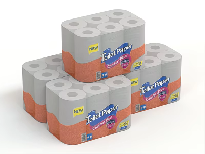 New Soft Cotton Toilet Paper Stacked Packs with Fluffy Texture for Home Use 3d model