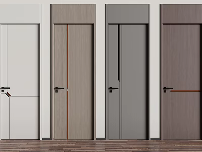 Modern Interior Hinged Doors In White Light Wood Dark Gray And Dark Wood Styles 3d model