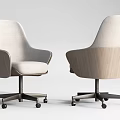 Comfortable Modern Office Chair With Fabric Seat Wooden Backrest And Swivel Caster Base