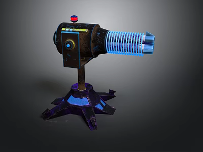 Futuristic Sci Fi Weapon With Blue Glowing Parts And Metallic Base Structure 3d model