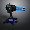 Futuristic Sci Fi Weapon With Blue Glowing Parts And Metallic Base Structure