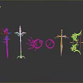 Cold weapons Sword Axe Hook Fork Spear Trident Melee Weapon Military 3d model