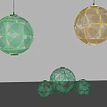 Spherical Geometric Design Pendant Lights in Green and Yellow Hanging Decor