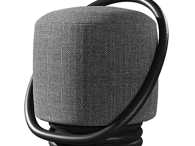 Gray Fabric Single Seater Sofa With Black Circular Arms Modern Design Style 3d model