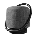 Gray Fabric Single Seater Sofa With Black Circular Arms Modern Design Style