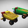 Green And Yellow Agricultural Machinery With Cabin Wheels And Harvesting Parts