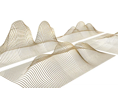 Elegant Garden Ornaments Featuring Golden Lines And Mountain Shaped Undulating Forms 3d model
