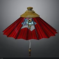 Red Umbrella Design With Yellow Top Red Canopy Ribs And Handle
