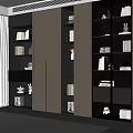 Modern Wooden Bookcase With Glass Doors And Interior Books Decorative Items