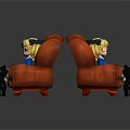 Game Film Character Blonde Girl Reading Book On Red Armchair With Black Cat