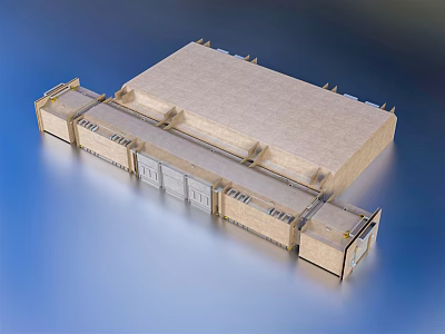 Futuristic Large Scale Architecture Featuring Light Colored Exterior Multiple Entrances And Support Structures 3d model
