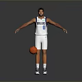 Man In Dallas Jersey Number 0 Standing With Arms Outstretched And Basketball