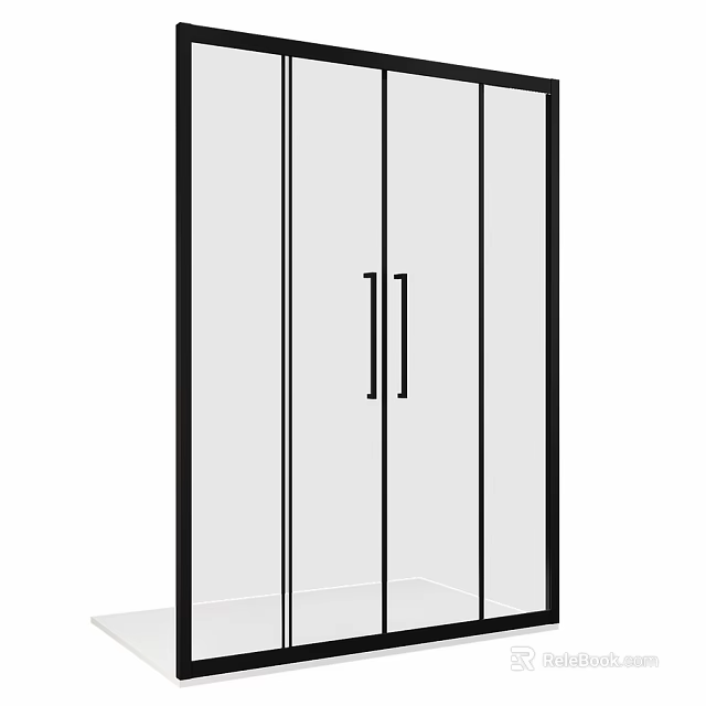 Modern Shower Sauna Enclosure with Glass Door Black Frame and Metal Handles 3d model 