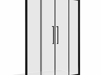 Modern Shower Sauna Enclosure with Glass Door Black Frame and Metal Handles 3d model