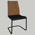 Modern Accent Chair With Wooden Backrest Black Seat And Metal Frame For Indoor Decor