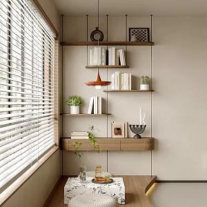 Storage Rack Books Green Plant Ornaments 3d model
