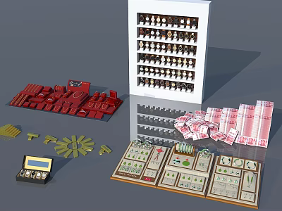 Modern money exhibition hall embezzlement and bribery stolen money stolen goods jewelry jade watches gold bars 3d model