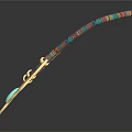 Colorful Beaded Necklace With Leaf Shaped Pendant And Blue Gemstone Centerpiece Design