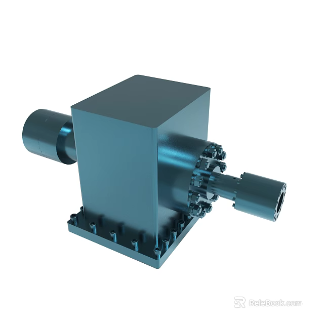 Industrial Mechanical Component Featuring Blue Metallic Structure Cylindrical Parts And Base Mounting 3d model