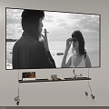 Modern TV Stand With Wheels Holding Large Screen TV Books And Decorations