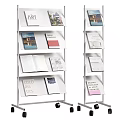 Multi Tiered Mobile Bookcase With Various Themed Books And Rolling Wheels