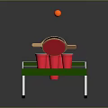 Beer Pong Table Setup With Green Surface Red Cups Paddles And Ball