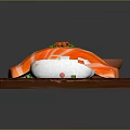 Fresh Salmon Sushi Pieces Served on Wooden Tray with Soy Sauce and Wasabi