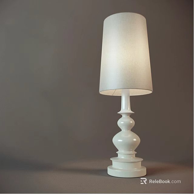 White Table Lamp With Elegant Lampshade And Sleek Curved Base For Modern Home 3d model 