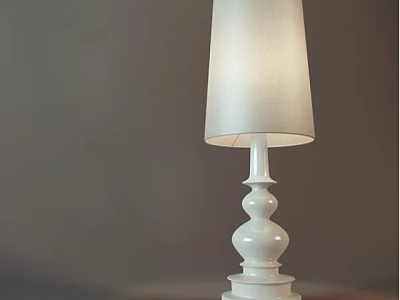 White Table Lamp With Elegant Lampshade And Sleek Curved Base For Modern Home 3d model