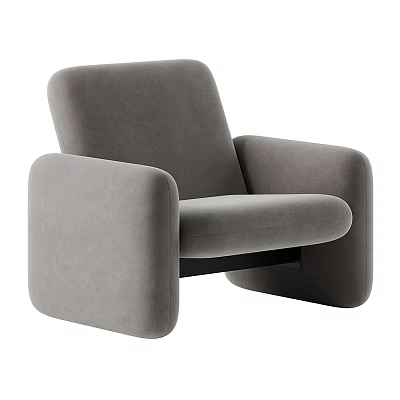 Modern Gray Single Sofa With Soft Fabric Wide Armrests And Black Legs 3d model
