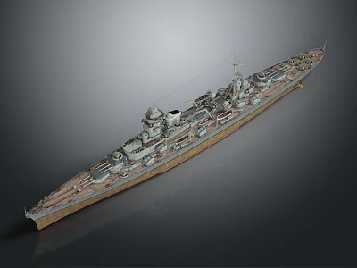Detailed Historical Battleship Scale Model Showcasing Classic Warship Design Elements 3d model