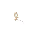 Modern Wooden Table Lamp with Minimalist Geometric Frame and Clear Bulb in White Room